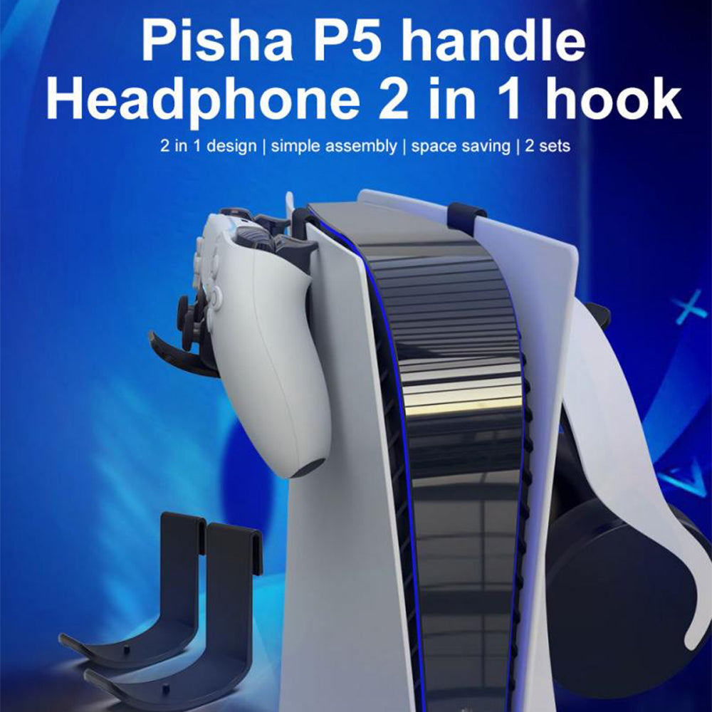 IPEGA PG-P5022 2Pcs Wall Mount Holder Bracket Hanger Storage Stand for PS5 Console Controller Headset Support IPEGA PG-P5022 2Pcs Wall Mount Holder Bracket Hanger Storage Stand for PS5 Console Controller Headset Support